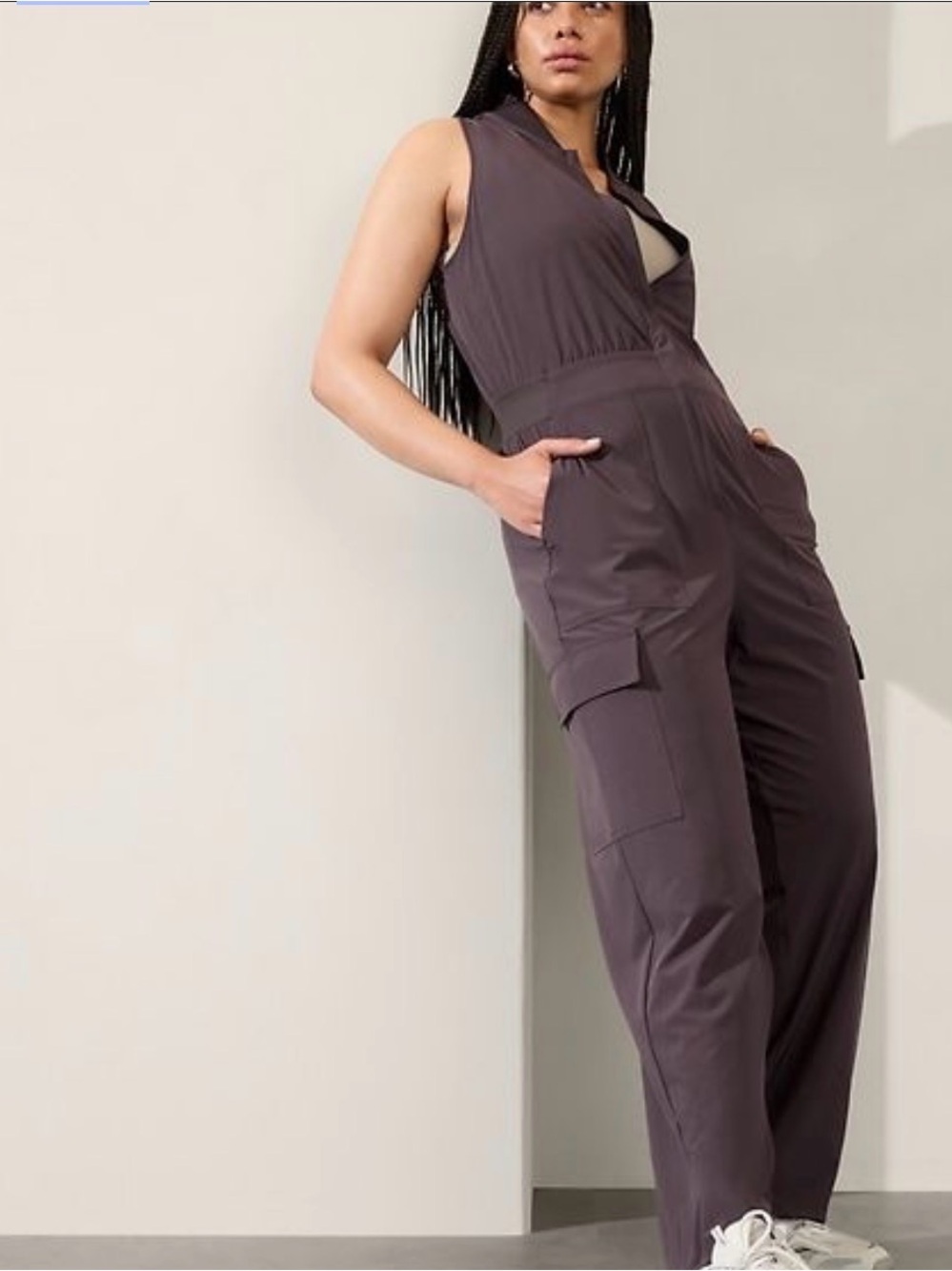 Athleta Plum Sleeveless Cargo Jumpsuit